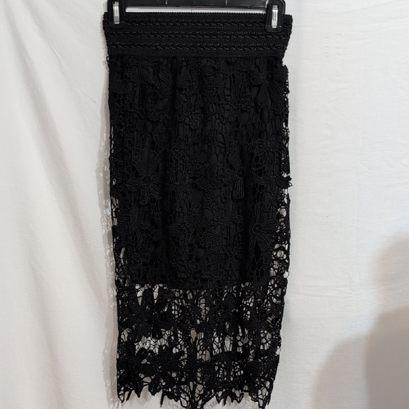 Lily White Dresses & Skirts - Lily White Black Crochet Midi Skirt